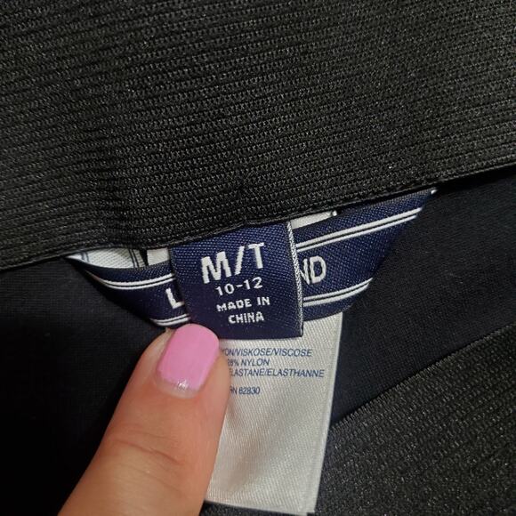 Lands End High Rise Slim Leg Pants Black Career Work Rayon Spandex M/T 10 - 12 - Picture 11 of 11